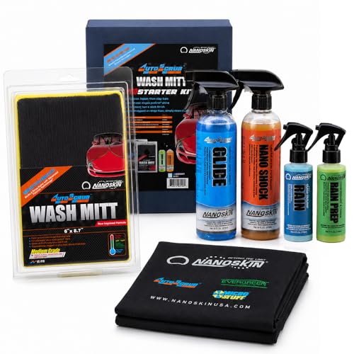 Nanoskin AUTOSCRUB 6" Surface Prep Mitt - Medium Grade Pro Kit - Patented Clay Bar Replacement Tool to Remove Embedded Contaminants Before Wax & Coating | for Painted Surface, Glass, Plastic, etc.