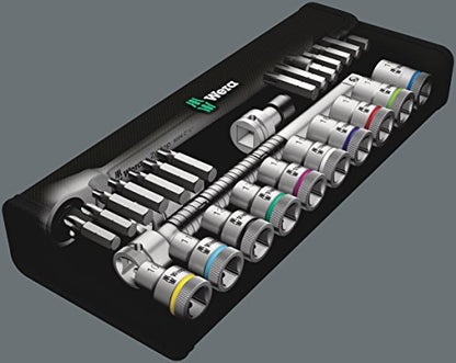 Wera 05004078001 8100 SC 8 Zyklop Metal Ratchet Set with Switch Lever, 1/2" Drive, Metric, 28 Pieces - size: 1/2 Inch Drive