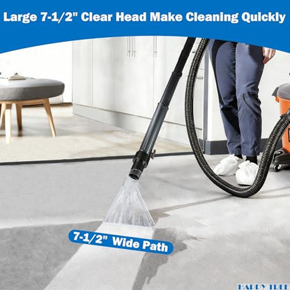 Happy Tree Universal Fits All Shop Vacs with 2-1/2"& 1-7/8" & 1-1/4" Adapters Large 7-1/2"& Small 3-1/2" Clear Head for Upholstery/Carpet Cleaning, Shop Vac Extractor Attachment - size: Small+Large