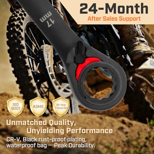 ironcube Reversible Ratcheting Wrench Set: 12-Piece Metric 8-19mm - Tough Black - Wax Canvas Storage Bag - Automotive and Motorcycle Repair Tools - size: 12-Piece Metric Reversible