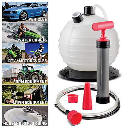 Powerbuilt Oil and Fluid Extractor 6.3 Quart (6 Liter), Manual Liquid Pump Extract and Transfer, Automotive, Engine, Transmission, Radiator, 647570