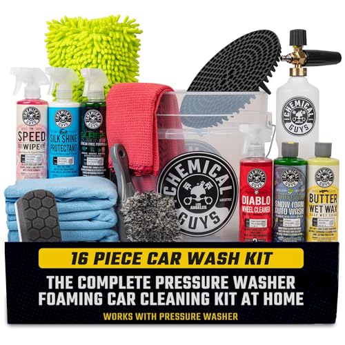 Chemical Guys, 16-Piece Arsenal Builder Car Wash Kit, Foam Cannon & Bucket | Foam cannon, bucket and six 16 oz care chemicals for a complete wash, works with any pressure washer - style: HOL169