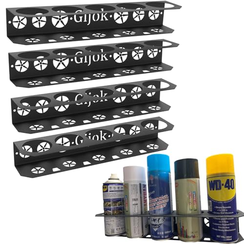 4 Pack Five Cans Wall-Mounted Steel Aerosol Spray Can Holder, Black | Steel Wall Mount Storage Organizer, For Garage and Workspace - style: 4-Black