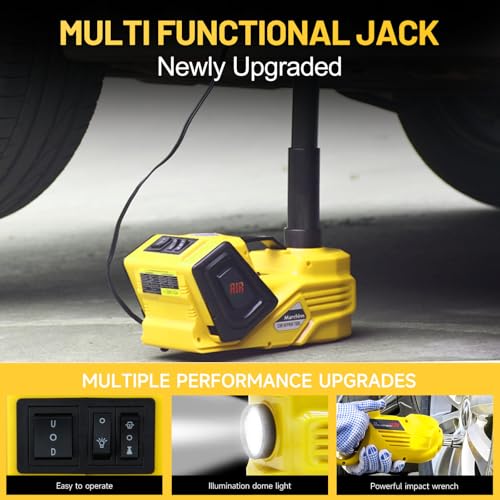 5 Ton 12V Electric Car Jack Kit with Impact Wrench & Air Compressor, Portable Emergency Tire Change Kit for SUV, Truck, Sedan, EV (Lifting Range 5.31-14.17 Inch)