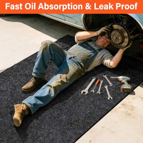 Oil Spill Mat - 36" x 60" Garage Rubber Mats for Floor | Oil & Black Water Absorbent Mat, Non-Slip, Reusable & Customizable Cuttable Pad, Easy to Clean for Oil Pans, Cars