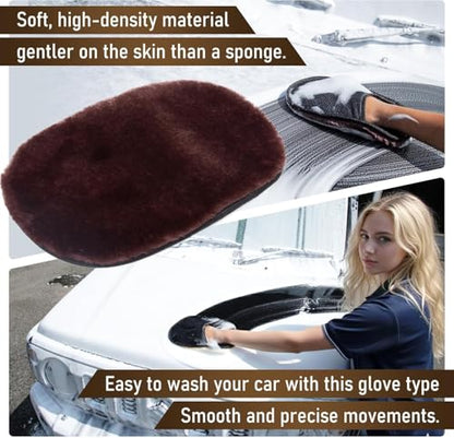 Yours Car Wash Mitt, Ultra-Soft Microfiber Wash Mitt for Car Wash Kit, Scratch-Free & Gentle for Car Detailing and Paint Protection (White)