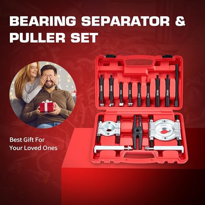 KOOPOOL Bearing Puller and Splitter Kit, Separator and Puller Set, Pinion Bearing Puller and Wheel Removal Tool, 5 Ton Capacity Bearing Separator with 2’’ and 3’’ Bearing Separator Jaws, 14Pcs - color: RED