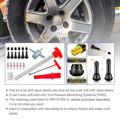 Quick Change Tire Valve Tool Kit,Tire Valve Stem Core Quickly Replacement Tool Kit,Perfect Tool for Replacing Leaky Valves in Cars,ATVs,Trucks,Motorcycles, etc.with TR413/414 Valve,4-Way Valve Tool - size: Set C