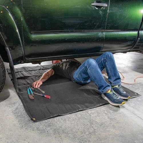 PIG Absorbent Oil Containment Mat for Under Car | Oil Spill Garage Floor Mat with Grommets| Protects Garage Floors and Driveways | 5’ W x 5’ L | Absorbs up to 3 gallons | PM50087 - size: 5’ W x 5’ L