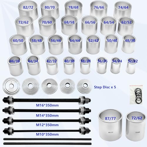 40Pcs Pull and Press Sleeve Kit, Bushing Press Kit for Most Engine Cars Vehicles, Universal Seal Bearing Bushing Removal Installation Tool Kit 4 Pulling Spindles with Nuts Case - color: 40 Pcs