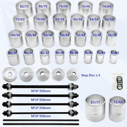 40Pcs Pull and Press Sleeve Kit, Bushing Press Kit for Most Engine Cars Vehicles, Universal Seal Bearing Bushing Removal Installation Tool Kit 4 Pulling Spindles with Nuts Case - color: 40 Pcs