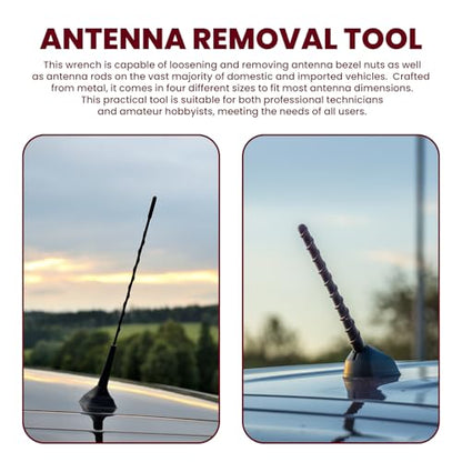 ETZ Antenna Removal Tool and Nut Wrench Set, 2 Pieces | 4 Sizes 3/4" to 1-1/4", Solid Steel Pin-Type, Bezel Disassembly, Anti-Scratch Design, Automotive Maintenance Hardware