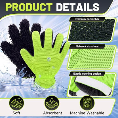 6 Pcs Microfiber Car Wash Mitt Scratch Free Double Sided, Chenille Ultra-Soft Car Wash Glove, Thickened Substrate 5-Finger Split Design for Auto Cleaning Detailing Care
