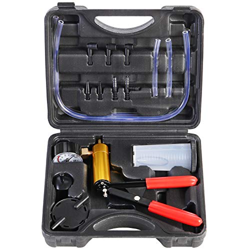 YSTOOL Brake and Clutch Fluid Hand Pump Vacuum Bleeder Tool Kit | Brake Oil Change Power Steering Fluid Bleeding Set with Hand Pump Jar Adapters for Auto Car Truck Motorcycle Use - color: Black