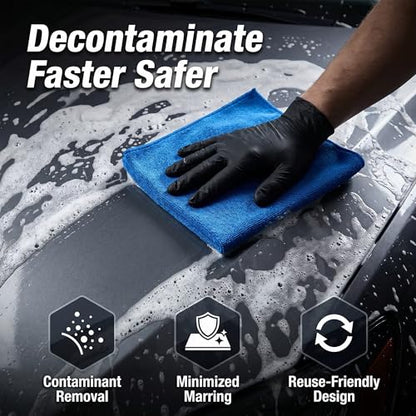 Clay Towel - Auto Detailing Clay bar Towel - Decontaminate Paint and Glass for Smoth Washing - Improve Wax and Sealant Bonding, Enhance Gloss and Color Depth - 3 Pcs 12" x 12"（Blue） (Blue) - color: Blue