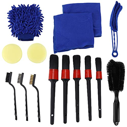 15pcs Soft Microfiber Detailing Dusting Brushes Set with Steel Wire Wheel Brush, Professional Auto Cleaning Tools for Car Interior, Exterior, Wheels, Dashboard, and Air Vent