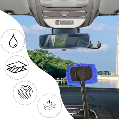 5 PCS Microfiber Cleaning Cloth for Windshield Cleaner, Reusable Microfiber Pads for Car Window Cleaning Tools, Interior Auto Glass Bonnets, Soft Lint-Free Washing Covers Fit 4X6 Inch Tools (Blue)
