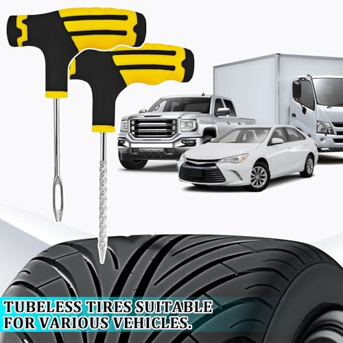 45PCS Tire Plug Kit Car Emergency Flat Tire Repair Tool Set Drill Rubber Repair Screws Tires Plug Tubeless Puncture Fix Kits Professional Tools for Cars Motorcycles ATV UTV Trucks Roadside Kit - size: 45PCS
