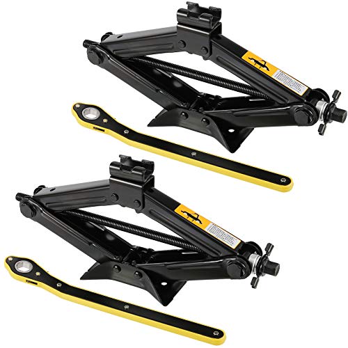 2 Pack Car Scissor Jack, 1.5 Tons 3307 Lbs Capacity Heavy Duty Car Jack with Ratchet Wrench, Portable Tire Jack for Cars, Truck, Sedan, SUV, MPV
