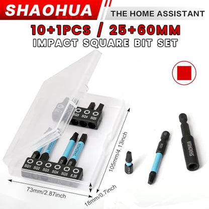 10PCS Square Drive Bits, S2 Alloy Steel Screwdriver Set,2.36"&0.98"Long Magnetic Square Head Screwdriver, Robertson Driver Bits Sizes #0, 1, 2, 3, and #4 - style: A. Square Screwdriver Bits