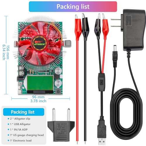 MakerHawk Electronic Load Tester - USB Load Tester 150W 200V 20A Resistor Adjustable Constant Current Battery Capacity Tester Module Intelligent Dischar