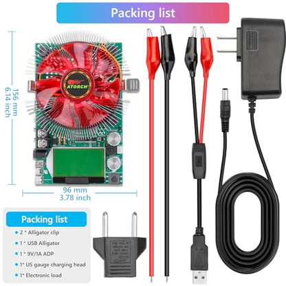 MakerHawk Electronic Load Tester - USB Load Tester 150W 200V 20A Resistor Adjustable Constant Current Battery Capacity Tester Module Intelligent Dischar