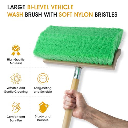 Nanoskin Large Bi-Level Vehicle Wash Brush with Soft Nylon Bristles – Ultimate Truck, Van, and RV Cleaning Tool, Ergonomic Design for Professional Detailing, Scratch-Free, Efficient 12-inch Reach - style: Bi-level Brush – 12-inch