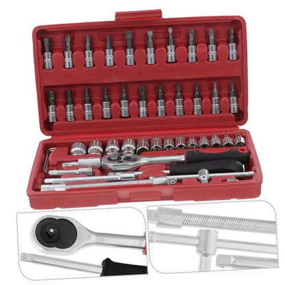 Zerodeko 46pcs Socket Wrench Set Storage Case for Automotive Repairs Socket Tool Kit for Mechanics Comprehensive Car Maintenance Tools Portable Box for Use
