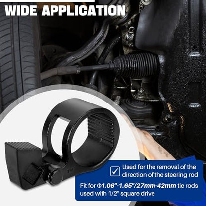 DASBET Inner Tie Rod Removal Tool 3/8" Universal Low Profile Tool | for Inner Tie Rod and 27mm-42mm Tie Rod End Wrench Tool with 1/2" Drive Inner Tie Rod Removal and Installation