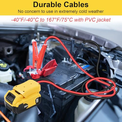 Jumper Cable Clamps for DeWalt 20V Battery Jump Starter, 3.28FT 8AWG Heavy Duty Car Battery Jumper Cable with Adapter for DeWalt, Portable Automotive Battery Booster Cable with Storage Case - size: 3.28 Ft