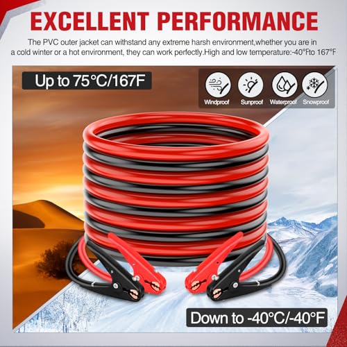 Nilight Jumper Cables for Car Battery 4 Gauge 25 FT Booster Cable Heavy Duty 600 A CCA with Carrying Bag Jump Start Emergency Kit Pickup Truck RV Vans SUV - size: 4 Guage 25 FT
