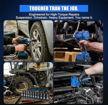 11PCS 1/2“ Drive Impact Deep Socket Set SAE (5/16″-15/16″) 6-Point CR-MO | Deep Well Socket Set for Impact Wrench, Heavy Duty Automotive & Machinery Repair - size: 11PCS SAE