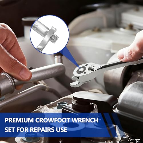 3/8" Drive SAE Crowfoot Wrench Set (3/8"-1")-11 Piece | CR-V Steel | Open End | 5mm Ultra-Thin | Clip-on Organizer | Access for Tight Spaces Bike Automotive Appliance Repair - style: Regular - SAE