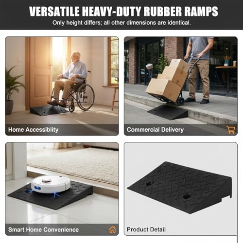 5" Curb Ramp - PLSER Rubber Curb Ramps Curb Ramps for Driveway 7700LBS/3.5T Capacity Vehicle Ramps for Motorcycle Car Bike Wheelchair,2PCS - size: 19.69"×11.81"×5"