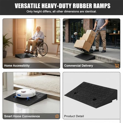 5" Curb Ramp - PLSER Rubber Curb Ramps Curb Ramps for Driveway 7700LBS/3.5T Capacity Vehicle Ramps for Motorcycle Car Bike Wheelchair,2PCS - size: 19.69"×11.81"×5"