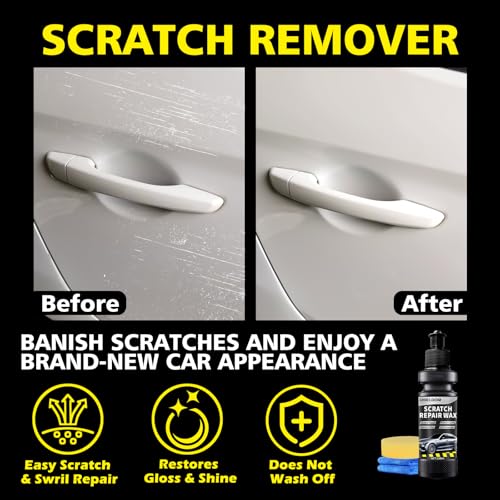SHIELDOM Car Scratch Remover Auto Paint Scratches Removal & Restorer Kit with Polishing Pad & Microfiber Towel Vehicles Swirl and Scuff Repair Rubbing Compound for Cars, RVs, Trucks & More 5oz/150ml