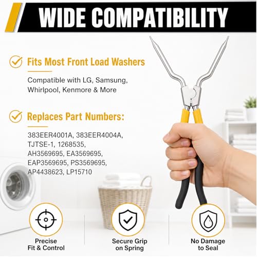 Upgrade 383EER4001A Spring Expansion Tool Compatible with LG Washing Machin | Washer Inner/Outer Tub Spring Removal Tool Replacement, Spreads to 5.83" - color: Black and Yellow(1.97"-5.83")