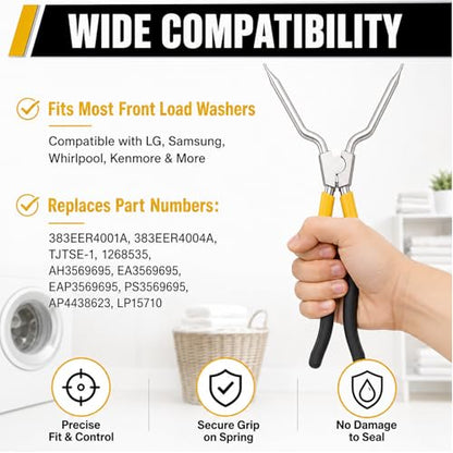 Upgrade 383EER4001A Spring Expansion Tool Compatible with LG Washing Machin | Washer Inner/Outer Tub Spring Removal Tool Replacement, Spreads to 5.83" - color: Black and Yellow(1.97"-5.83")
