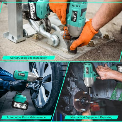 Impact Wrench - 1/2" Impact Gun, Power Impact Driver Max Torque 406 Ft-lbs(550N.m), Cordless Impact Wrench with 21V 4.0Ah Li-ion Battery & Charger,4 PCS Impact Sockets
