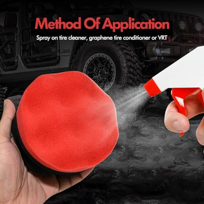 2 Pack Large Tire Hex Tire Shine Applicator Pads (Red+Black) | Durable and Reusable Grip Applicator, For Tire Polishing Car Cleaning - color: Red+Black