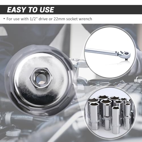 64mm 14 Flutes/6 Slots Oil Filter Cap Wrench Removal Tool Socket Compatible with Toyota, Lexus, and Scion Vehicles Equipped with 2.5L to 5.7L engines, Heavy-Duty Silver Alloy Steel - size: 6 Slot, style: Silver Alloy Steel - 6 Slot