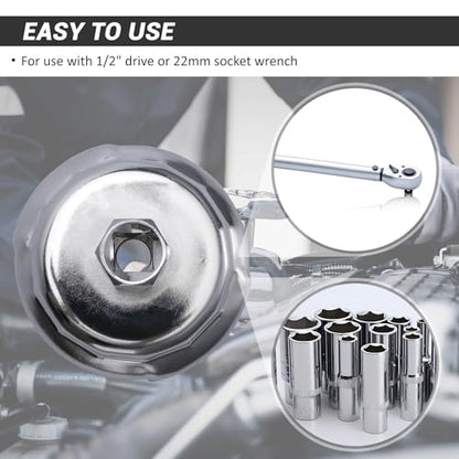 64mm 14 Flutes/6 Slots Oil Filter Cap Wrench Removal Tool Socket Compatible with Toyota, Lexus, and Scion Vehicles Equipped with 2.5L to 5.7L engines, Heavy-Duty Silver Alloy Steel - size: 6 Slot, style: Silver Alloy Steel - 6 Slot