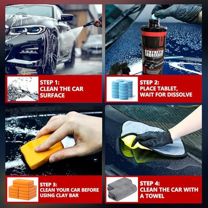 10 Pack Car Clay Bar Kit ，Synthetic Clay Luber Lubricant Spray with Microfiber Towels, Disposable Gloves & Lubricant Tablets, Remove Contaminants for Car Paint, Glass, Wheels, RV, Truck