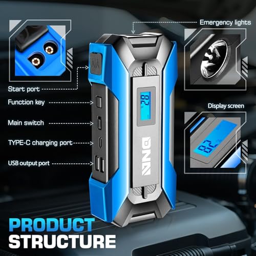 DNA MOTORING 12V 1500A 15000 mAh Portable Car Battery Jump Starter, Battery Pack Chargers, Jump Box， for Up to 7.0L Gas & 5.5L Diesel Engine TOOLS-00216 Blue - color: Blue, style: 1500A Peak