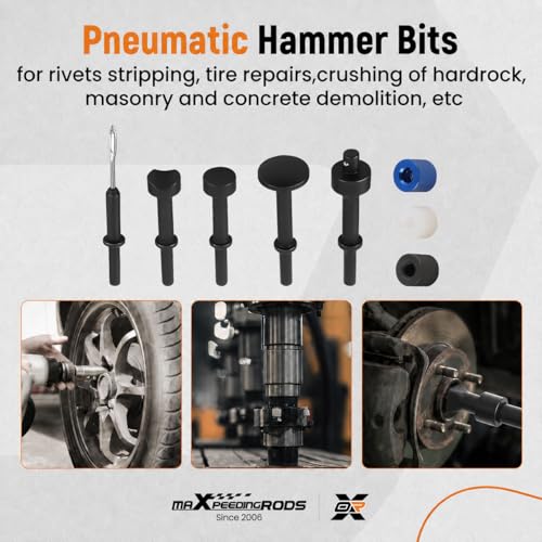 maXpeedingrods Air Hammer Kit, 25 PCS Multi-functional Pneumatic Hammer Piece Chisel Set, 2100 BPM Ball Joint Separator Set, Air hammer Bits, Quick Change Retainer Air Hammer with Shovel Heads