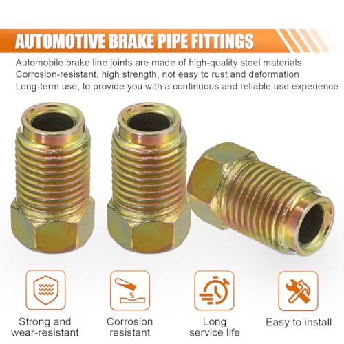 10PCS Car Brake Line Fittings for 3/16" Tube | M10 x 1.0 Thread Metric Invert Flare Nut Fittings for 3/16" Brake Line Tube, Braking System Parts for Most Cars, Trucks, SUVs