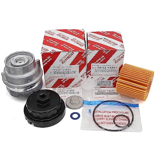 Genuine Engine Oil Filter, Housing Cap Holder, Drain Plug Washer Set w Wrench Removal Replacement Tool