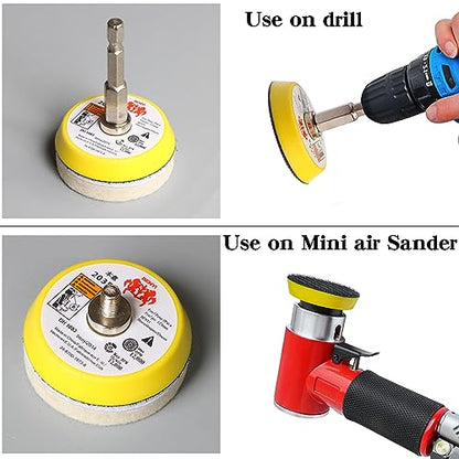 2 Inch Wool Felt Polishing Pad Buffing Wheel Set,Drill Polishing Kit for Metal Glass Stone (17)