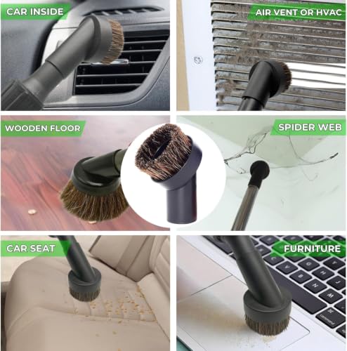 Universal Vacuum Attachments & Brushes Kit - Hardwood Floor Vacuum Brush Head Attachment & Shop-vacs Accessories - Universal Vacuum Hose Adapter Kit & Dryer vent Flexible Crevice Attachment