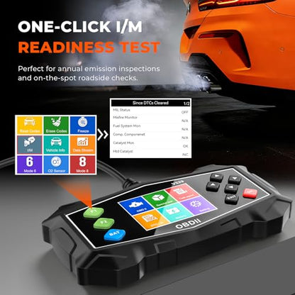 OBD2 Scanner Engine Code Reader, V529 OBDII Diagnostic Tool Battery Tester, Live Data, I/M Readiness for Most Vehicles with 2.8” Color Screen